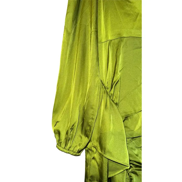 New Forever 21 Satin Ruched Mini Dress Women's‎ Large Green Sexy Event Wedding - Image 6