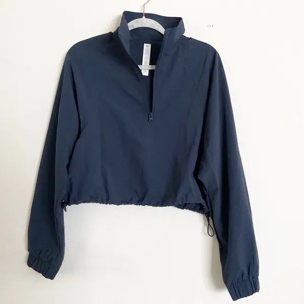 Alo Yoga Cropped 1/4 Zip Alumni Pullover Navy M - Image 6