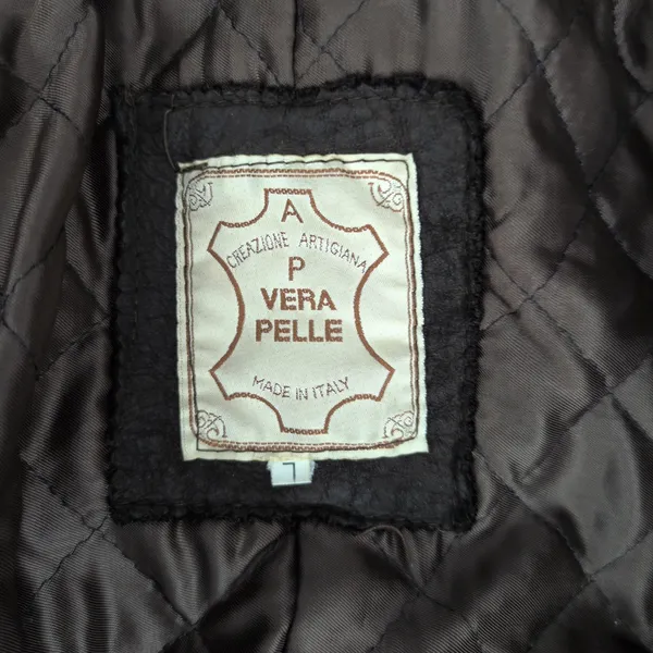 Vintage Heavy Leather Italian Made 80's Jacket. - Image 3