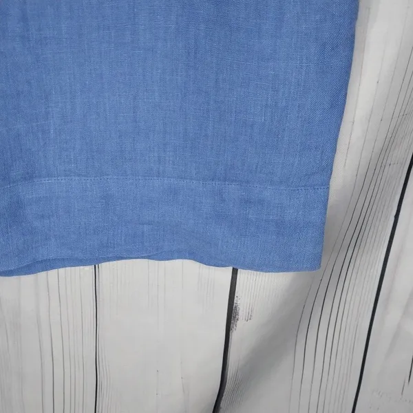 Zara Basic 100% Linen Blue V-Neck Relaxed Fit Everyday Casual Shift Dress Size S - Image 10