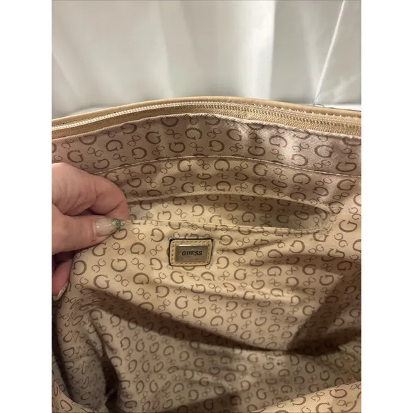 Guess Handbag Purse‎ Satchel Beige Tan 1981 Rope Handle Design Classic - Image 8