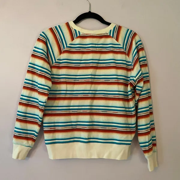 Ariat Real White Red Blue Stripe Western Sweatshirt Pullover Women's size Small - Image 6