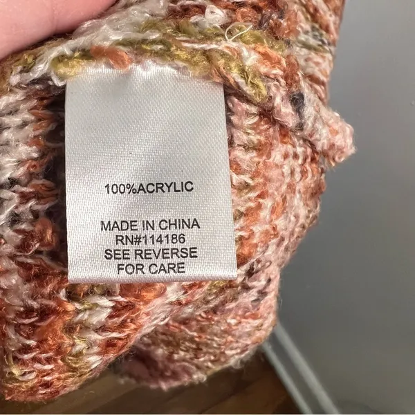 Peyton Primrose Women's Size Large Crewneck Sweater Multicolor Knit Orange Green - Image 11