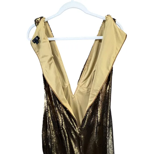 NBD Dinara Mini Dress Womens S Gold Sequin‎ Asymmetrical Sparkly Night Out Party - Image 9