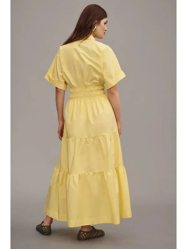 NWT by Anthropologie Somerset Maxi in Yellow Cotton Shirt Edition Dress M - Image 2