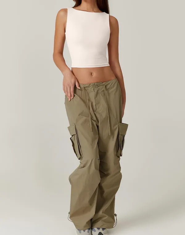 QINSEN Women's Sexy Open Back Sleeveless Crop Tank High Neck Slim Fit Cropped Tee Shirt Y2k Tops Size S . NWT - Image 4