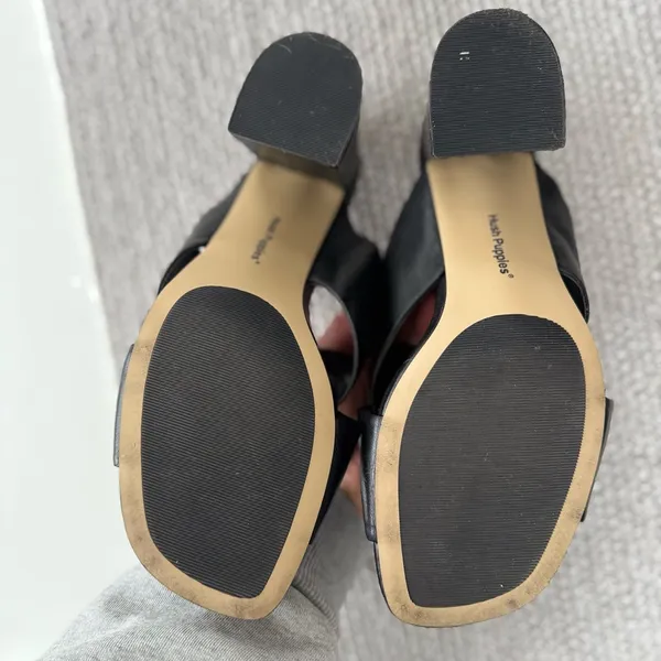 Hush Puppies Ella Black Leather Sculptural High Heel Slides Sandals Sz 9 41 - Image 7