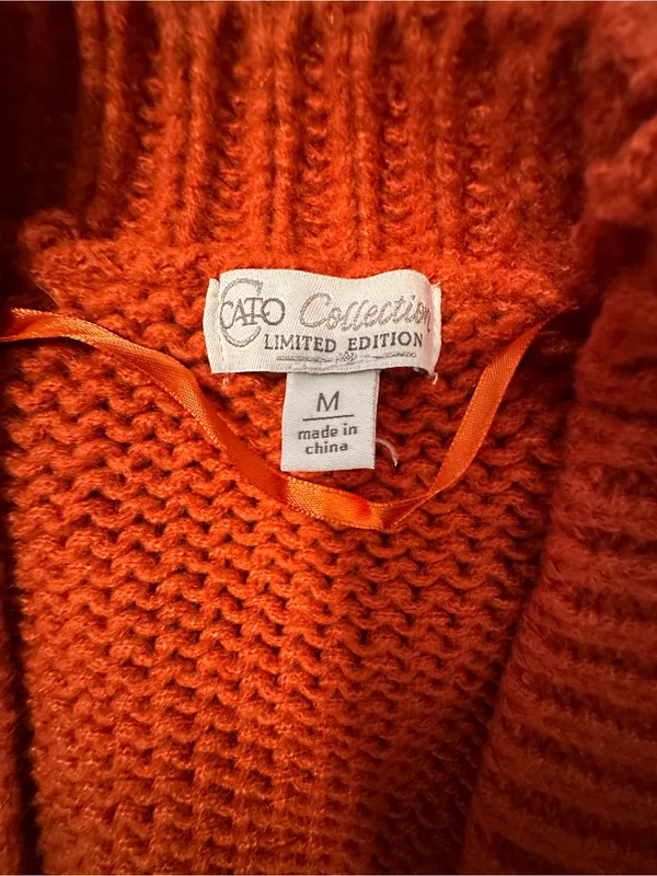 Cato Rust Orange Open-Front Cardigan with White Flower Accents - Image 2