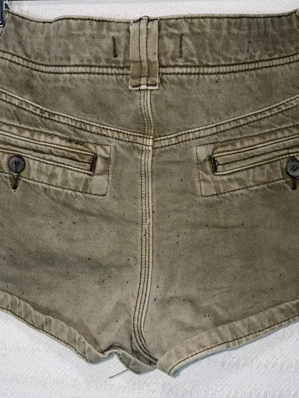 Free People Womens Cora Button Front Utility Cargo Mini Short in Moss Size 30 - Image 4