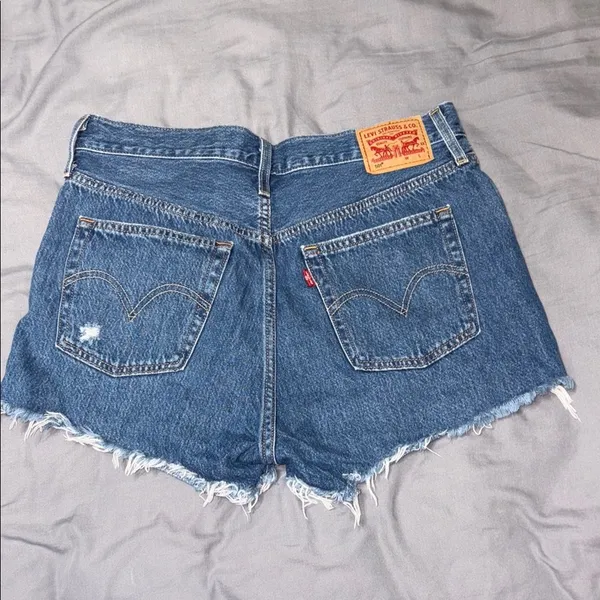 Levi's Blue Jean Shorts Vintage Distressed Cut-Off - Image 2
