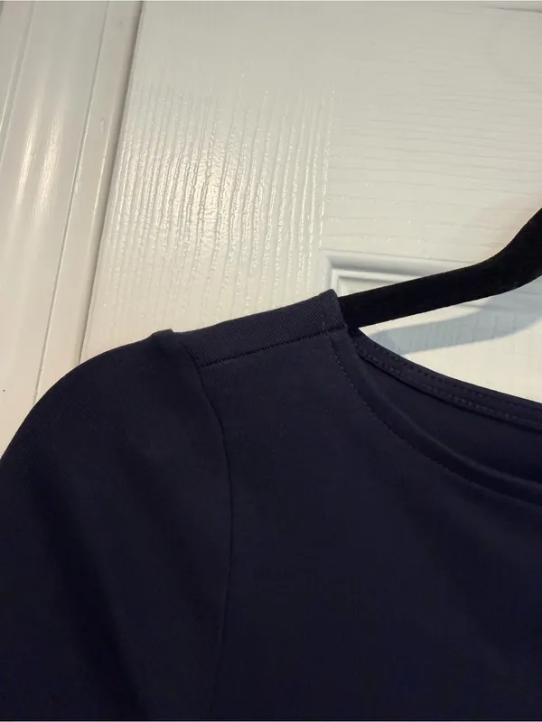 NWOT LRL Lauren Ralph Lauren Size S Blue Colorblock Boat Neck Cuffed Sleeve Top - Image 3