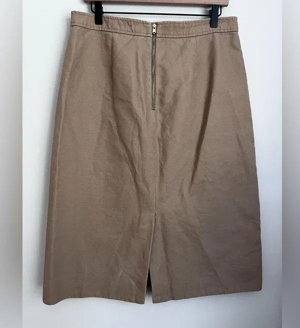 J. Crew beige khaki cotton Lace up midi skirt safari size 12 - Image 2