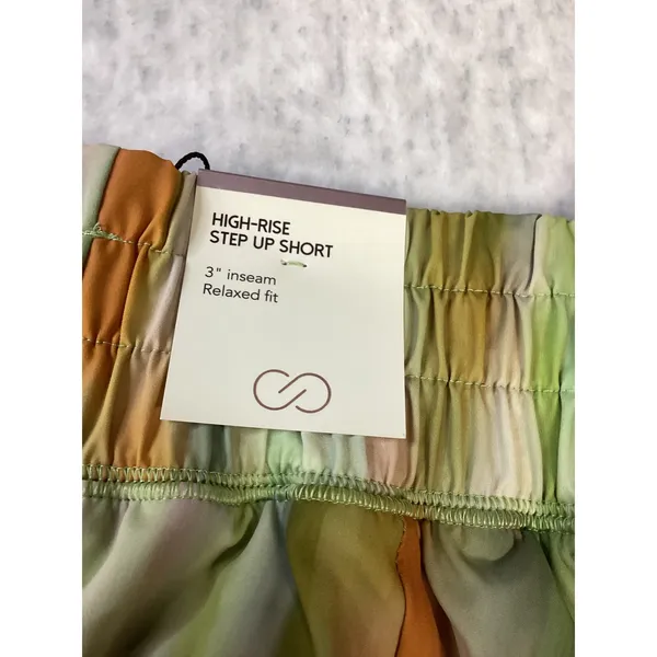 CALIA Womens High Rise Step Up Short 3 Inseam Abstract Print Green Orange XS NEW - Image 5