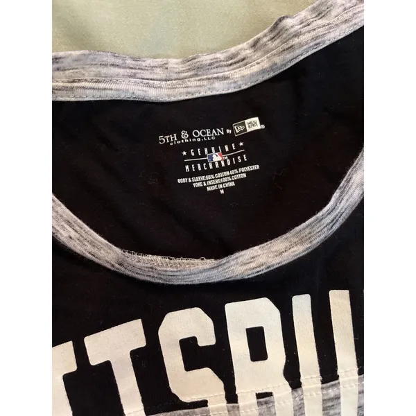 Pittsburgh Pirates Women's Grey Logo T-Shirt by 5th & Ocean Medium Gen Merch - Image 2