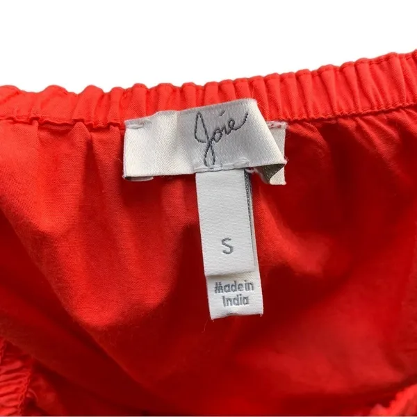 Joie Colstona Square Neck Half Bell Sleeve Ruffle Tomato Red‎ Mini Dress Small - Image 8