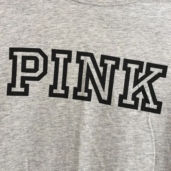 PINK Victorias Secret campus gray long sleeve, black logo, size M - Image 2
