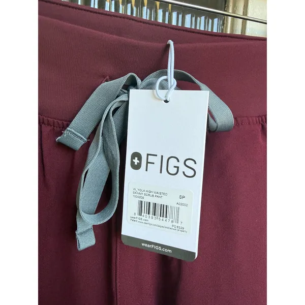 FIGS Yola High Waisted Skinny Scrub Pants Burgundy Size Small Petite NWT 1000209 - Image 2