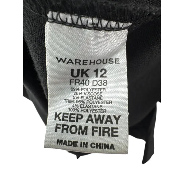 Black Sleeveless‎ Sheer Neckline Ruched Sheath Dress WAREHOUSE UK12 - Image 6