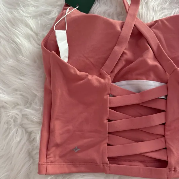 Halara Crisscross Backless Built In Bra Tank Top Blooming Dahlia Size Medium - Image 9