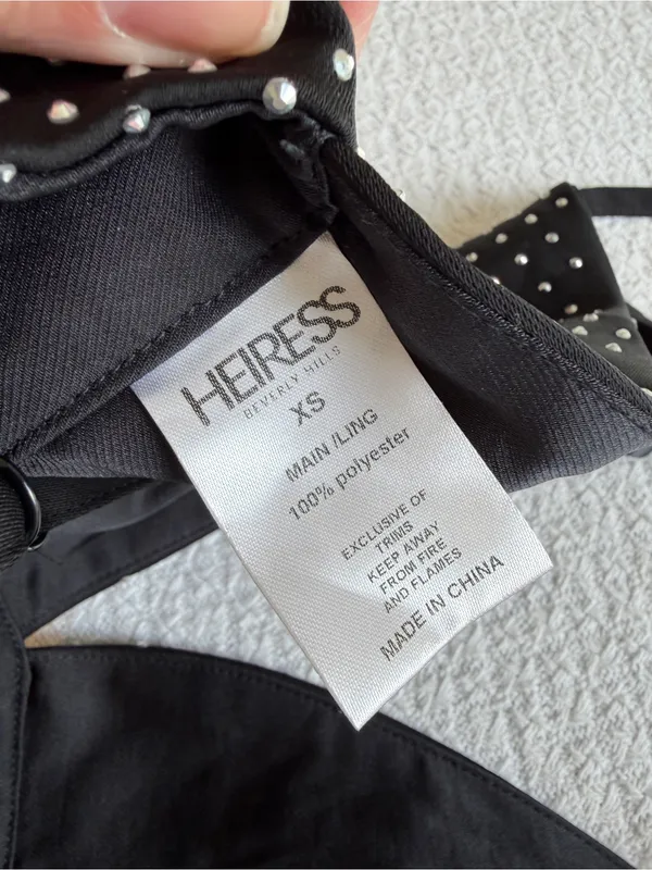 HEIRESS Beverly Hills Black Embellished Bra Top Rhinestones Gems NWT XS - Image 6