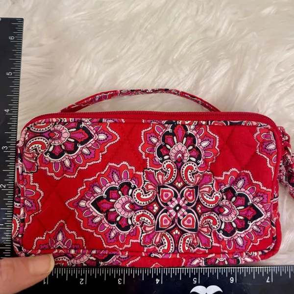 VTG Vera Bradley Red Wristlet Phone Case Wallet 7” Zip FRANKLY SCARLET - Image 7