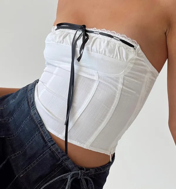 Princess Polly Elkin Strapless Top White - Image 2