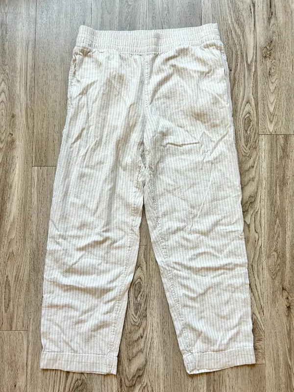 Old Navy Linen Pinstripe Straight Leg Pull On Pants Summer Breathable Size M - Image 2