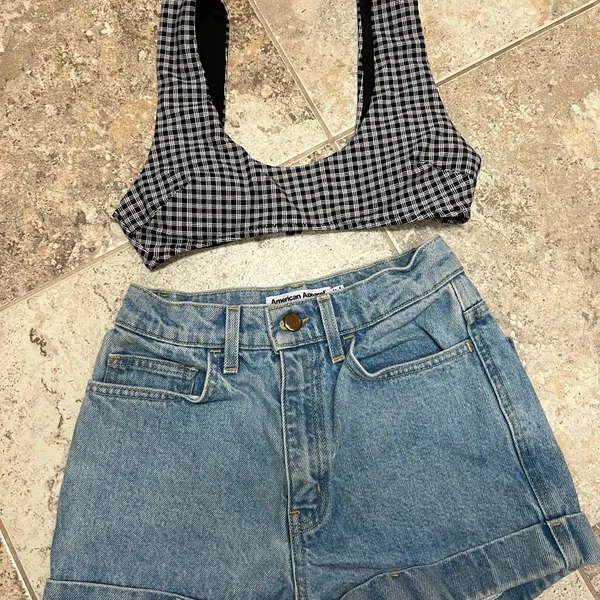 Aerie Chic Black and White Plaid Top - Image 2