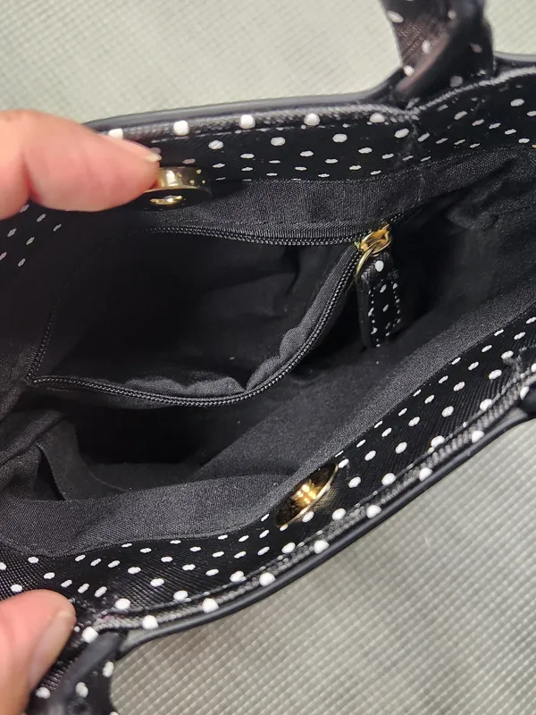 Kate Spade Black Polka Dot Mini Crossbody Tote - Image 9