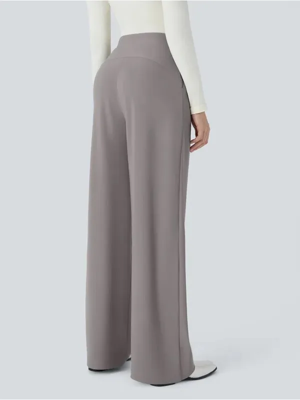 Halara Flex High Waisted Body Sculpt Wide Leg Micro Waffle Work Pants| M - Image 2