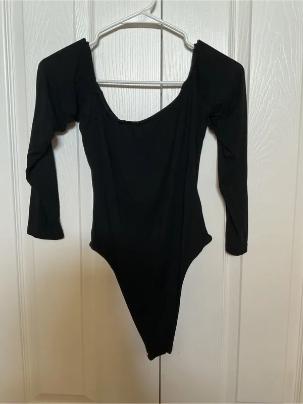 Black Long Sleeve Scoop Bodysuit - Image 4