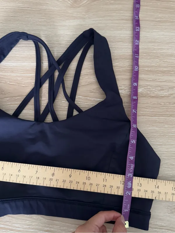 Lululemon 8 Free To Me Sports Bra Navy Strappy Back Active Workout - Image 5