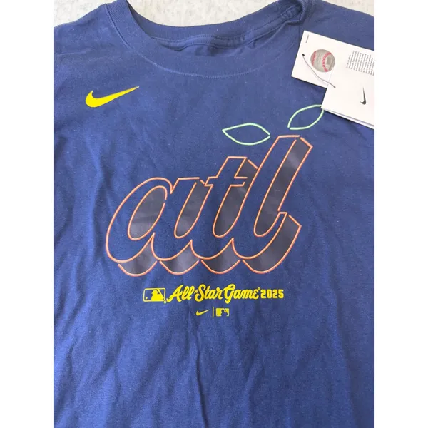 Nike MLB All Star Game 2025 Atlanta ATL Navy Blue Graphic T-Shirt Womens‎ Small - Image 2