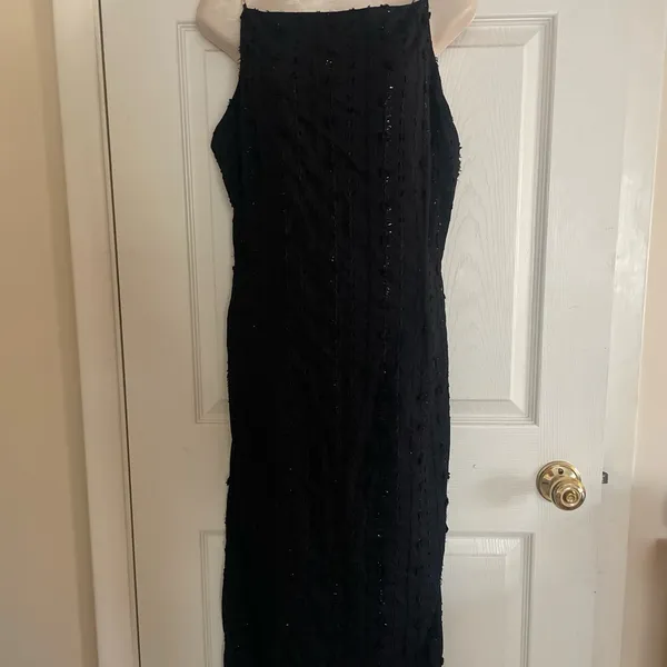 NWT Rihoas Elegant Black Sleeveless Dress With Pearl Detail Straps XL‎ - Image 2
