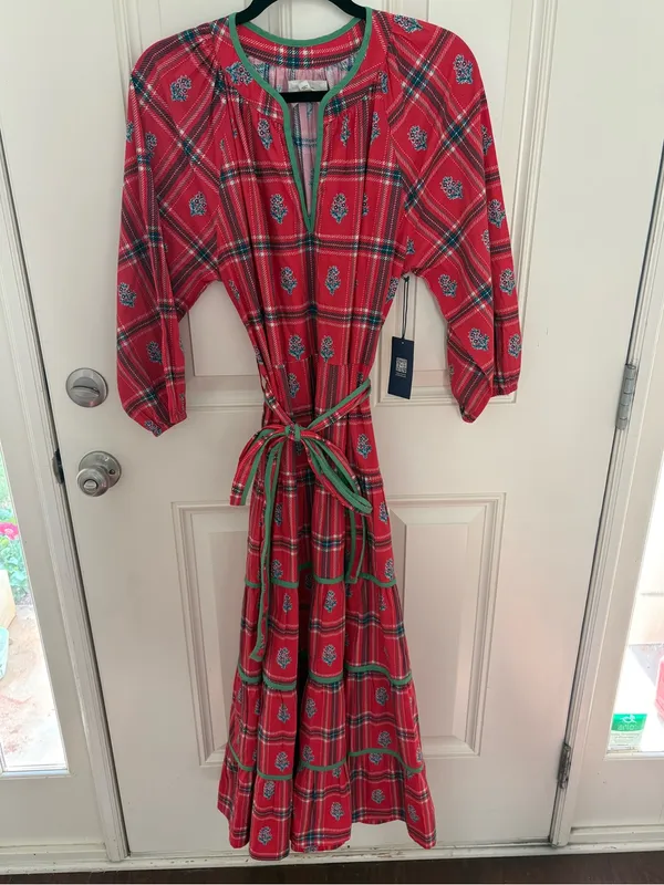 Printfresh Main Street Dress in Nostalgia Plaid Joyful Red Cotton Size Small NWT - Image 2