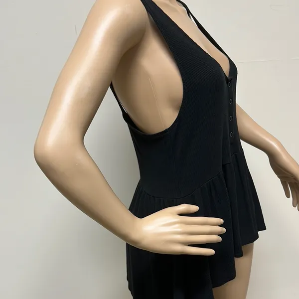 NWOT American Eagle Soft & Sexy Ribbed Black Sleeveless Peplum Top size S - Image 6