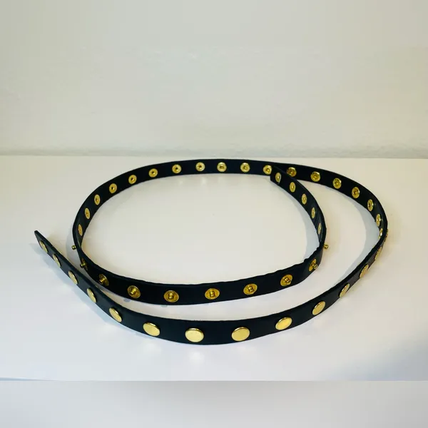 JEUN BANG Women’s Black Slim Belt with‎ Gold Studs - Image 6