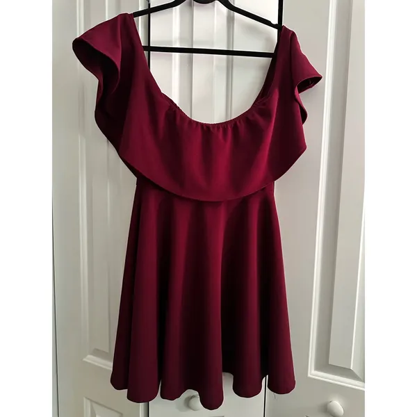 Windsor Red Off Shoulder Ruffle Skater‎ Party Dress Large - Image 2