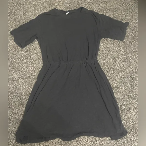 Old Navy Black Short Sleeve Elastic Waist Defined Fit & Flare Mini Dress M - Image 2