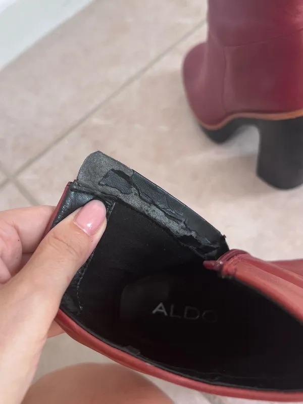 ALDO Burgundy Leather Platform Ankle Boots Y2K Chunky Heel 7.5 - Image 6