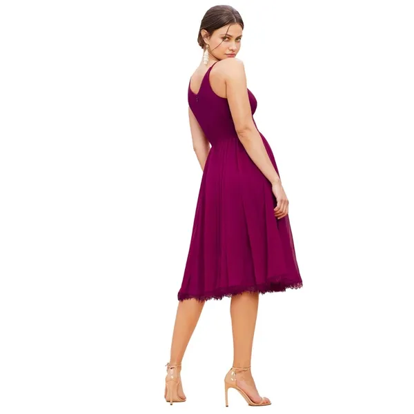 Dress The Population‎ Alicia Dark Magenta Sleeveless Fit & Flare Midi Dress - Lg - Image 3