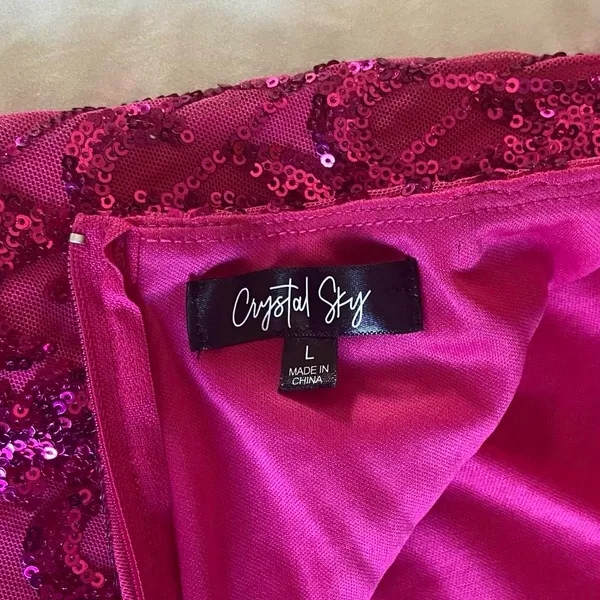 Hot Pink Sequins Dress Size L - Image 7