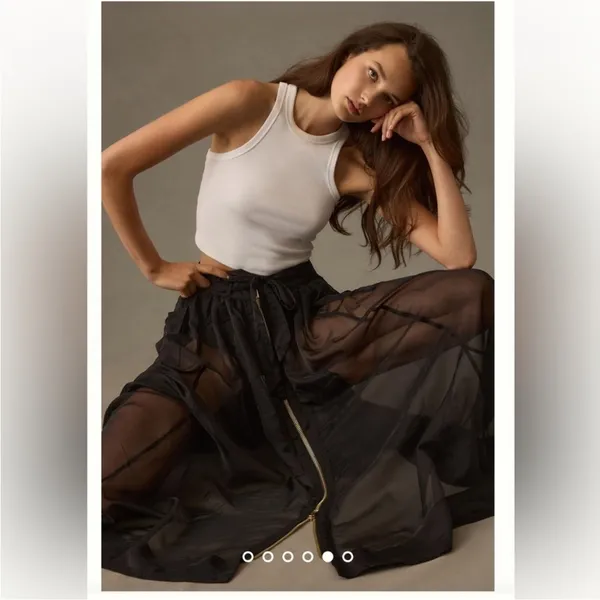 Anthropologie Sheer Parachute Maxi Skirt Size 6 | NWT - Image 7