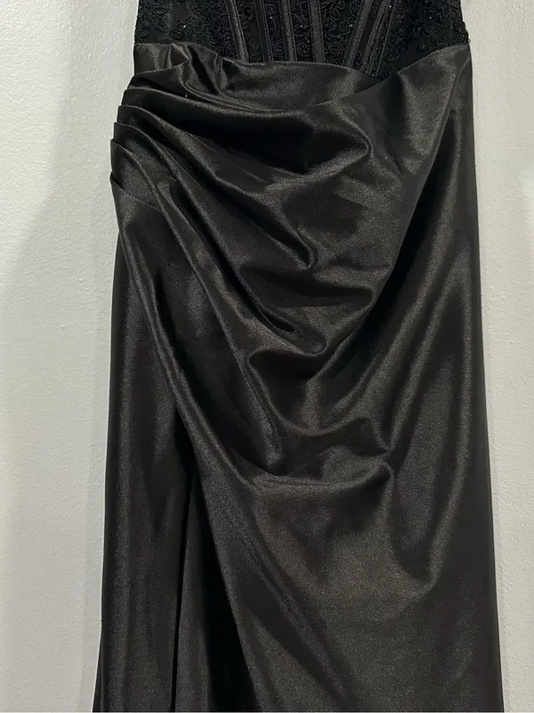 Sherri Hill 55419 Black Corset Beaded Bodice and Satin Gown Sz 2 Prom - Image 3