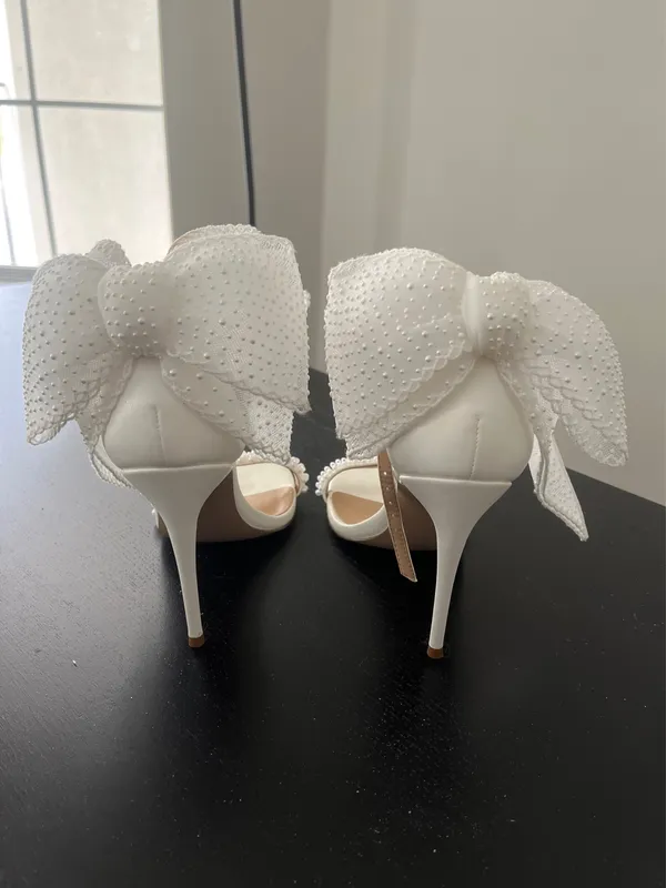 Steve Madden White Bow Heels - Image 3