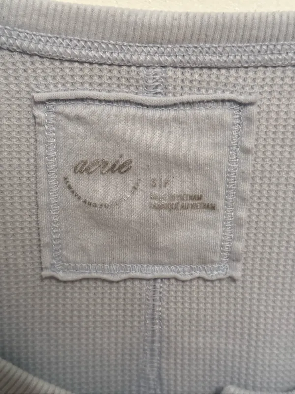 Aerie Essential Henley Layering Top in Light Blue - Image 4
