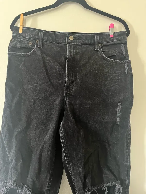Abercrombie & Fitch Black Distressed Jeans 30 The 90s Straight Ultra High Rise - Image 2
