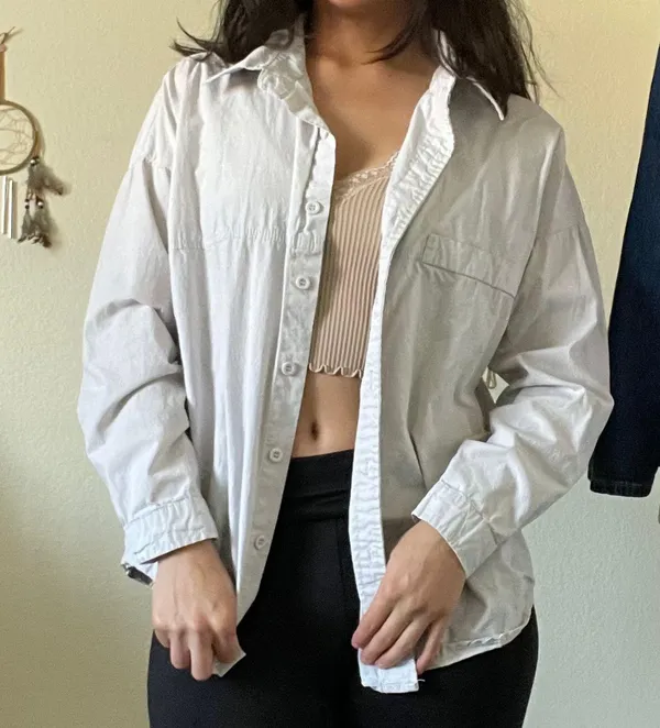 Miss Sparkling Grey Button Down Top Gray - Image 2