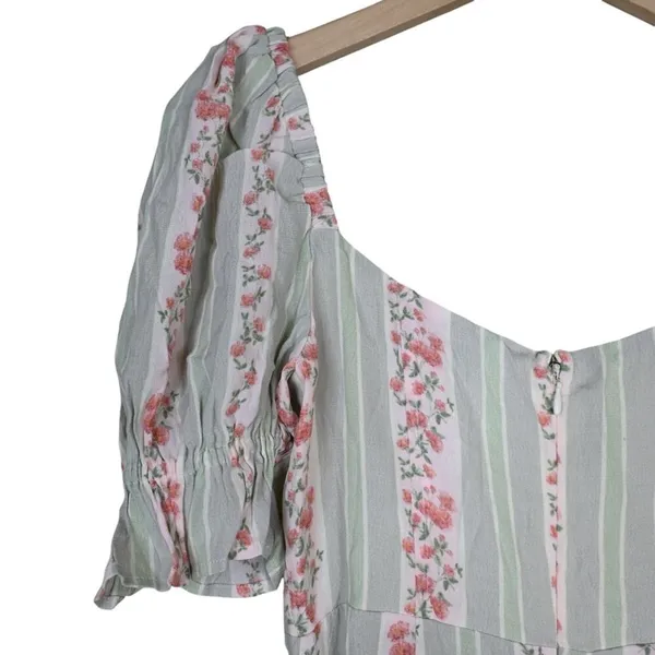 We Wore What Womens 2 Puff Sleeve Midi Dress in Rosewood Multi NEW - Image 7