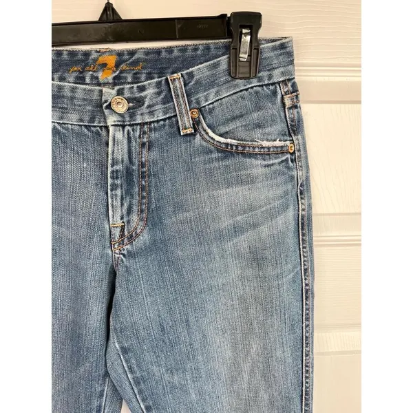 7 For All Mankind The A Pocket Blue Denim Bootcut 5 Pocket Design Size 29 - Image 6